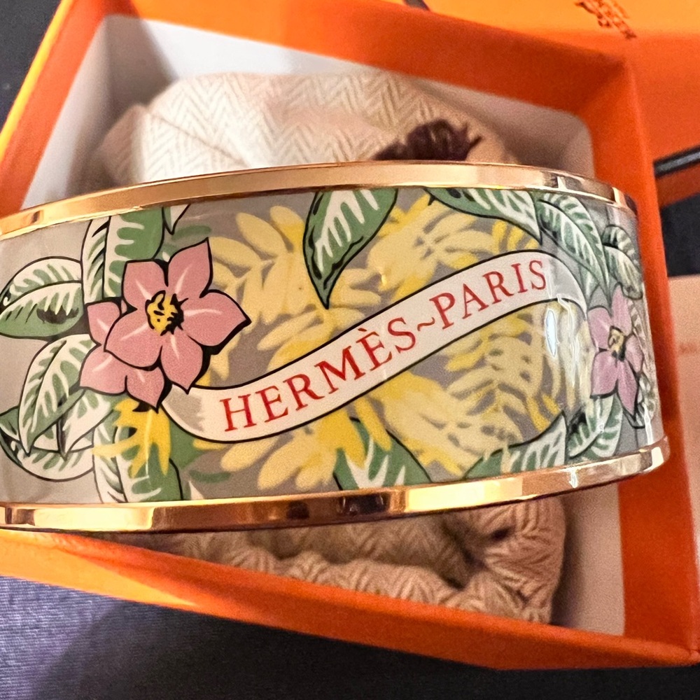 Hermes Pink and Yellow Floral Bracelet
